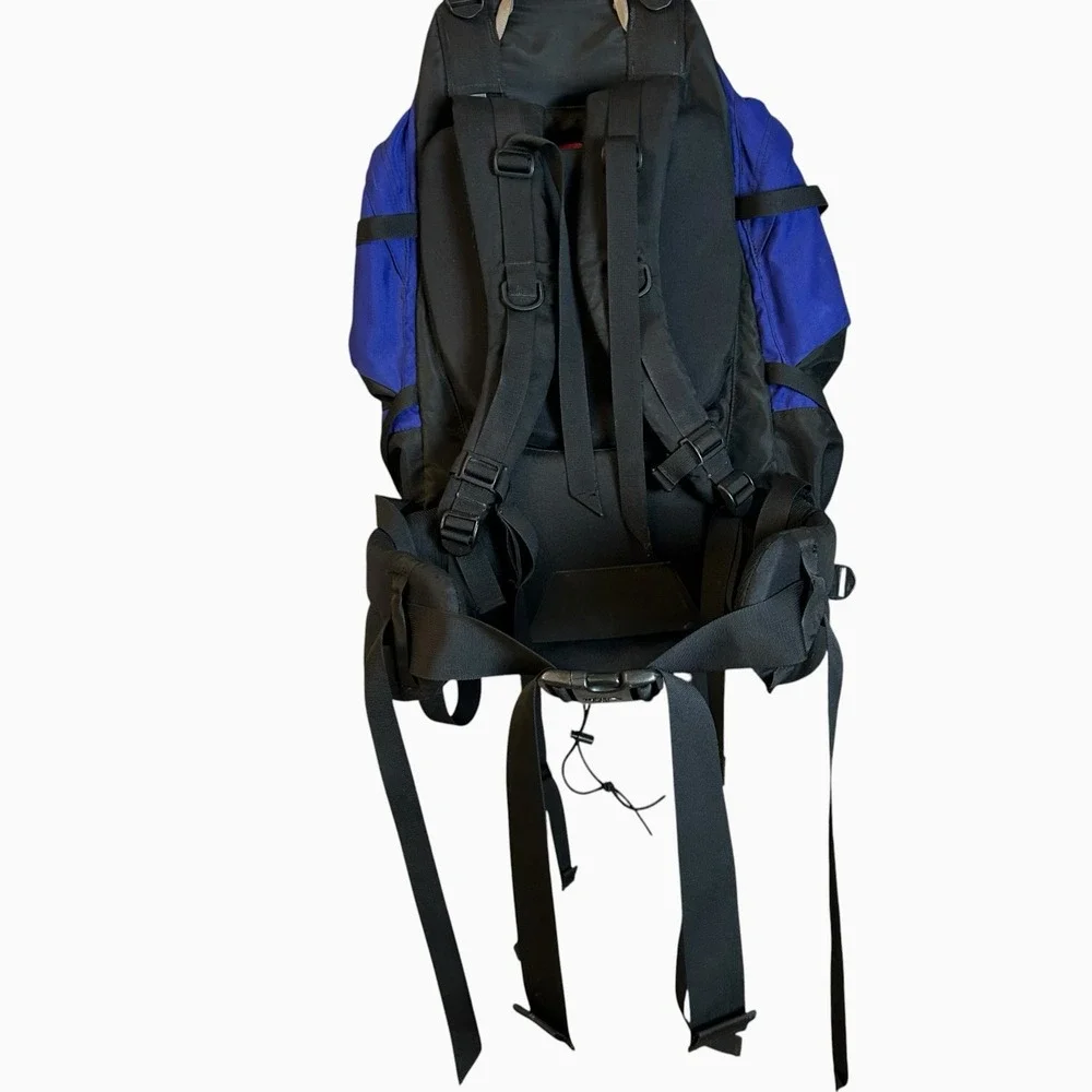 The North Face large Hiking Backpack Blue & Black Bag With Frame And Waste Belt
